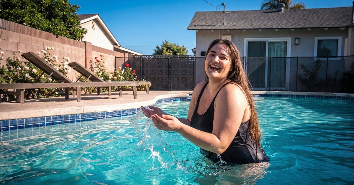 Our outdoor pool area at Surf City Detox